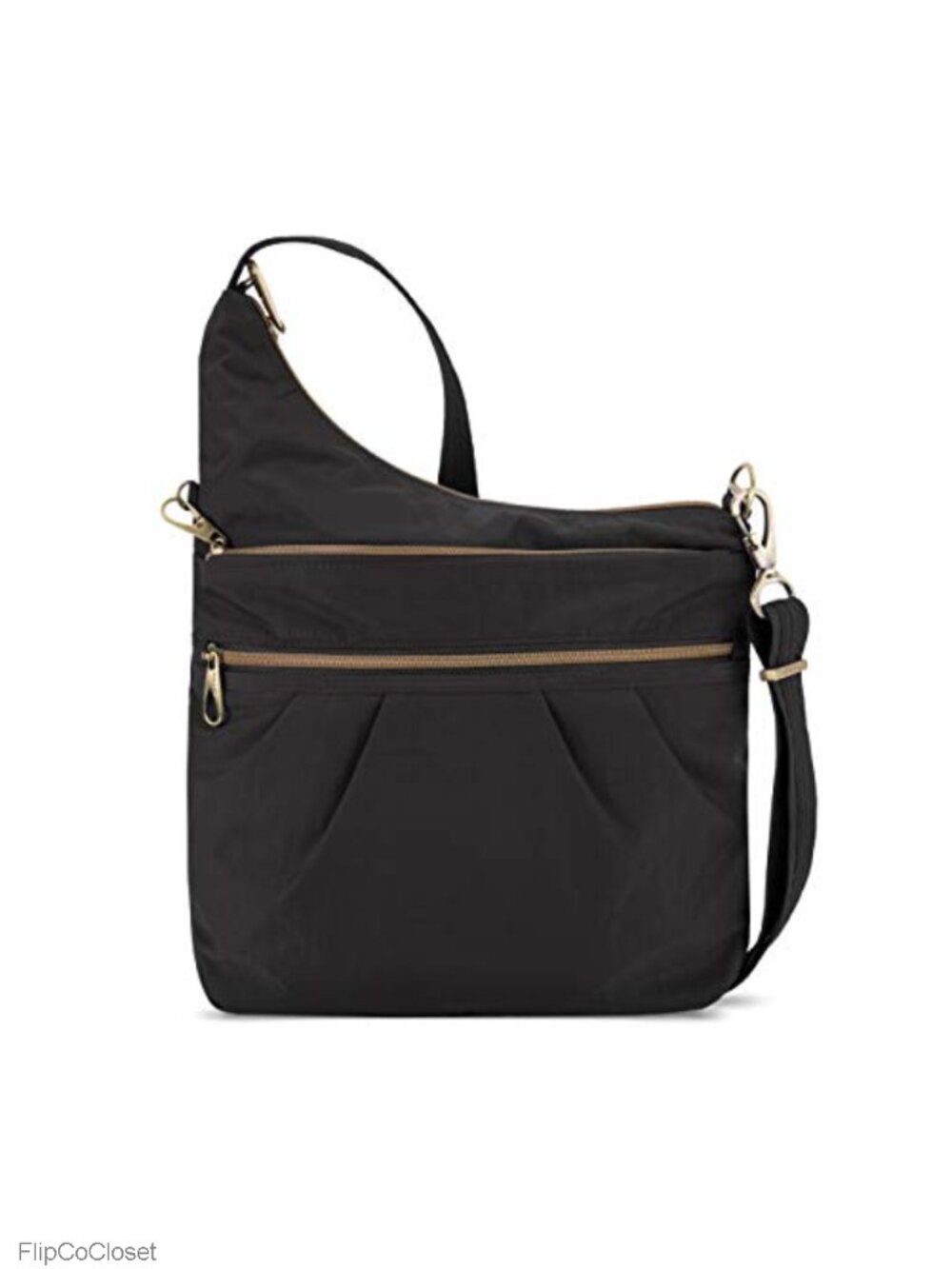 Travelon Anti-Theft Signature 3 Compartment Crossbody Bag Locking RFID